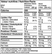 St-Hubert Mozzarella Cheese Sticks, Mozzarella cheese sticks 510g