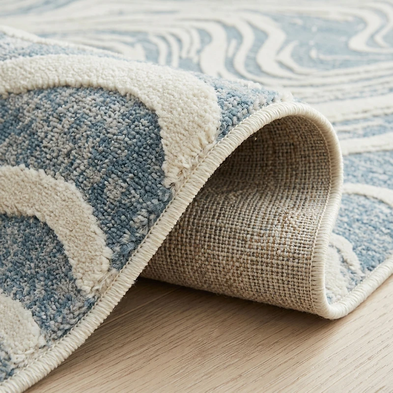Rug Branch Nomad Abstract Indoor Area Rug, Blue Beige, Coastal - Living Room, Bedroom, Dining Room, and Kitchen