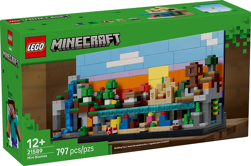 LEGO Minecraft Mini Biomes Building & Pretend Play Toy for Boys & Girls - Video Game Playset & Toy Figures for Preteens, Ages 12 + - W/2 Minifigures & 3 Microfigures - Gift Idea for Birthdays - 21589