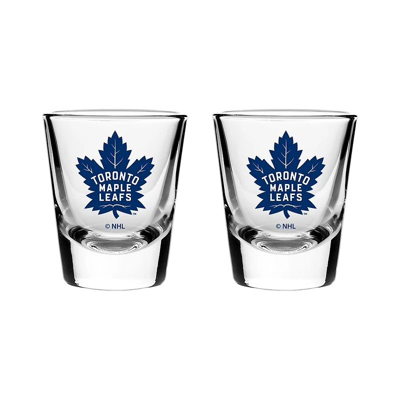 OFFICIALLY LICENSED NHL 2-PACK SHOT GLASS TORONTO MAPLE LEAFS
