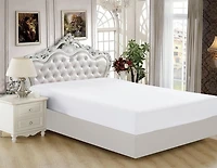 Drap-housse en bambou massif ultra doux et soyeux à poche profonde, couleur blanche, pour toutes les saisons