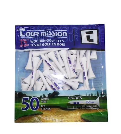 Tour Mission, 1 5/8" (41mm) Tés De Golf En Bois Blanc, paquet De 50 par Tour Mission