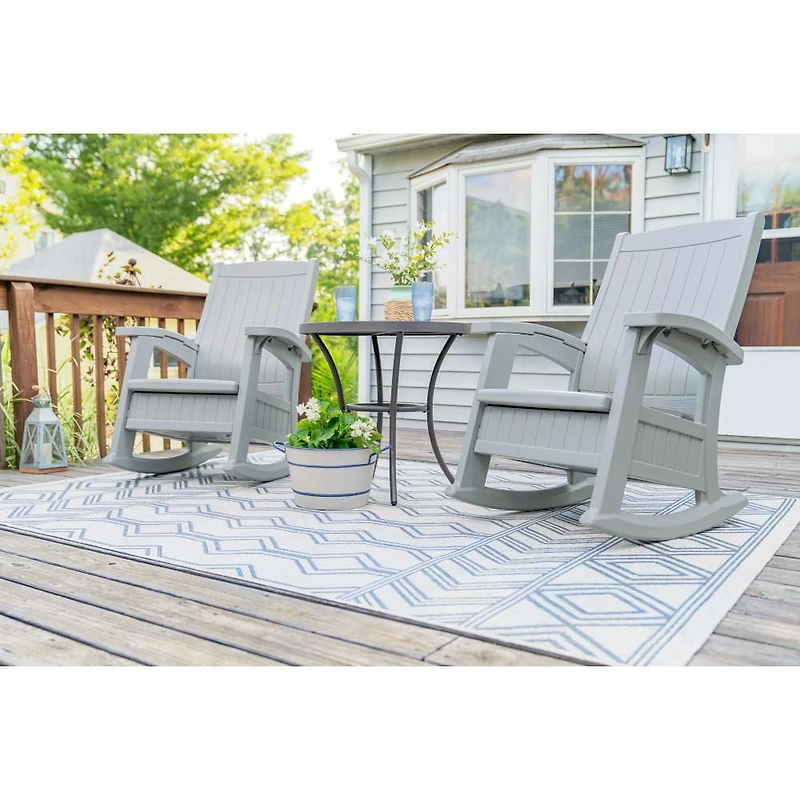 Suncast Outdoor Rocking Chair with Storage, Multi-Wall Resin, Dove Gray