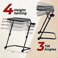 Homy Casa 1-Piece 21.26'' Folding Tray Table, Adjustable Height Side Table with Cup Holder for Sofa Bed, Black