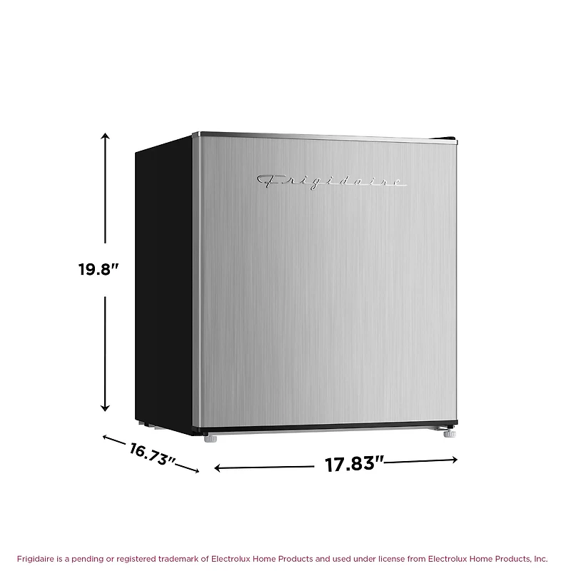 Frigidaire 1.6 Cu. ft. Compact Retro Refrigerator with Freezer Compartment, Platinum Mini Fridge with Chrome Trim for Bedroom, Dorm, Office, Apartment