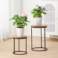 Better Homes and Gardens Acacia Top Plant Stand,2 Pack,Black