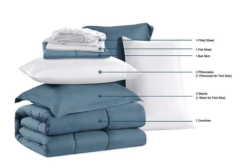 Swift Home Luxury 6 Piece Bed in a Bag, All Season Complete Bedding Set, Twin/ Twin XL