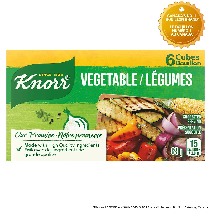 Knorr Vegetable Bouillon Cubes, Rich Broth Flavour, 69 g, Pack of 6