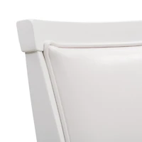 CorLiving Wesley Solid Wood Swivel Bar Height Indoor Barstools with Faux Leather Upholstered Padded Seats and Backs, White (Set of 2)