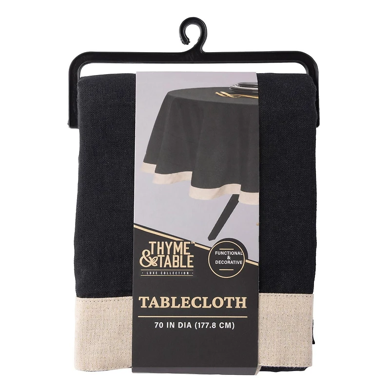 Thyme & Table Round Tablecloth 70", Black & Gold