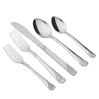 Mainstays Swirl 48 Piece Stainless Steel Flatware and Organizer Tray Set, Silver, Service for 8