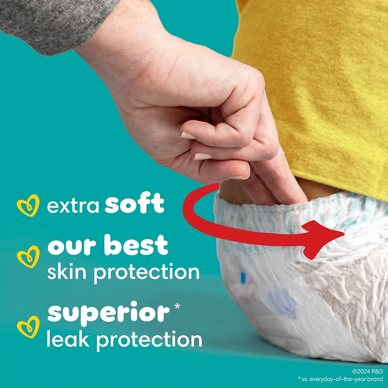 Pampers Couches - Swaddlers 360° - Taille 4, jusqu'à 100 % Anti-Fuites, Coupe Confortable et Sèche, Languettes Faciles à Enlever pour un Change Facile, Couche à Enfiler