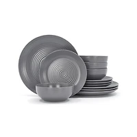 HOMETRENDS Evelyn 12pc Dinnerware Set Grey