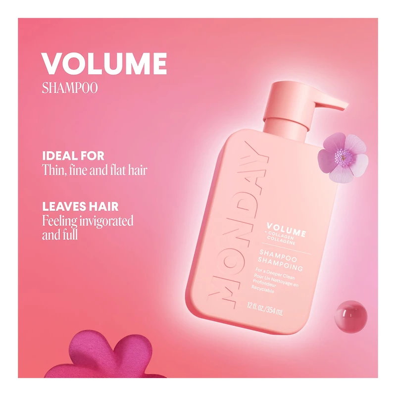 MONDAY Haircare VOLUME Shampoo with Hydrolyzed Collagen & Macadamia Oil for Thin, Fine & Flat Hair