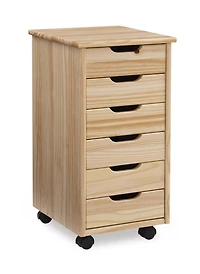 Craydon Six-Drawer Rolling Storage Cart, Natural
