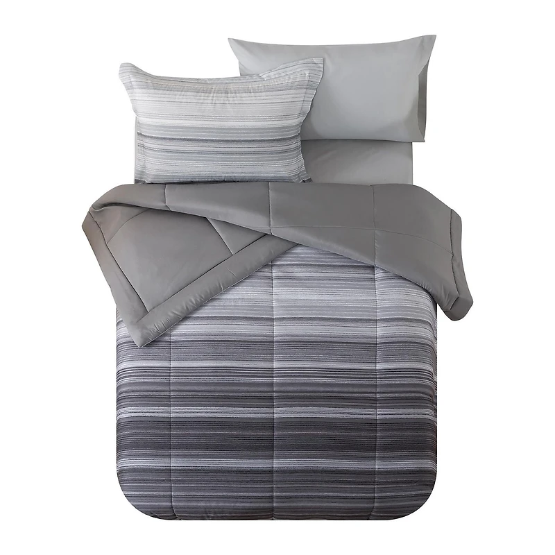 Mainstays All in One Reversible Comforter and Sheet Set, 7-Piece, Full