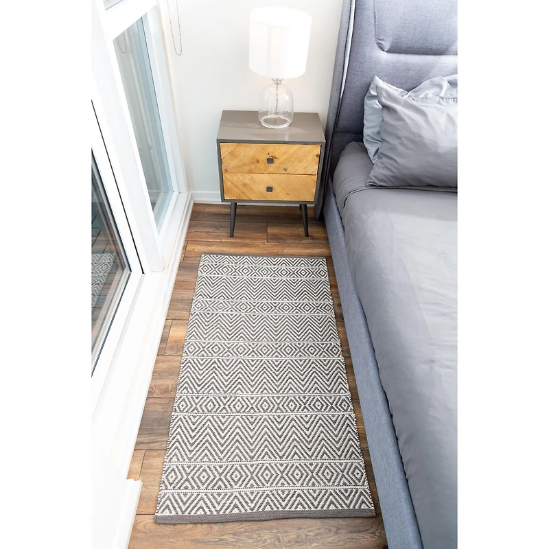 Tapis tissé à plat en coton chevrons Fabstyles pour salon, couloir, patio