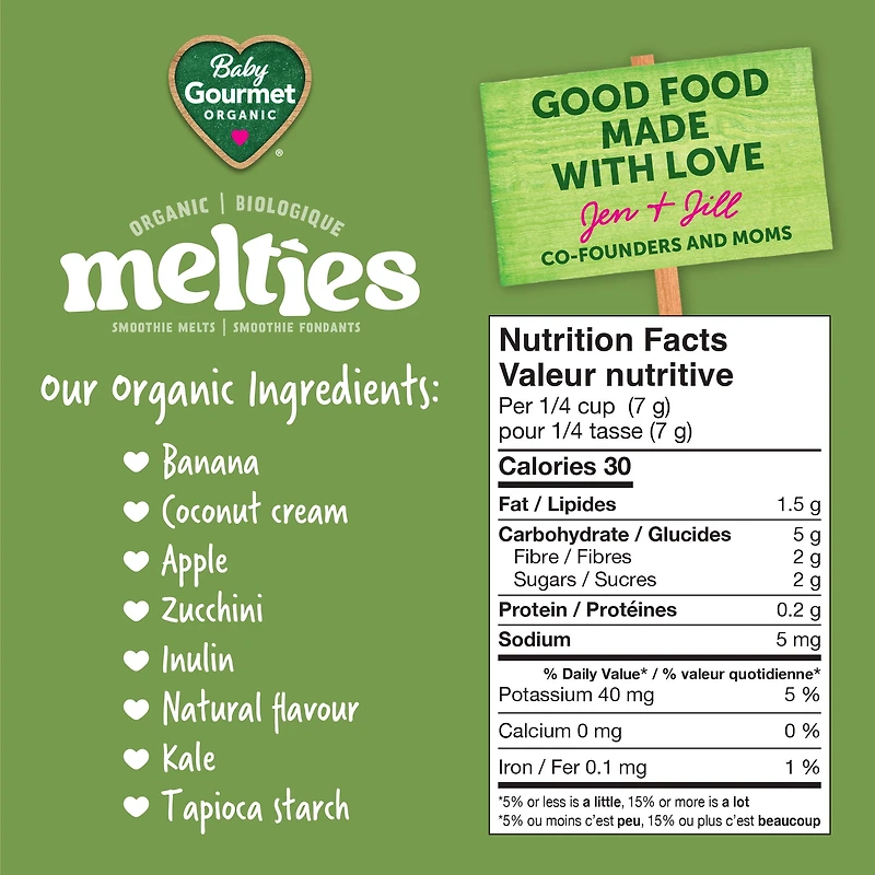 Baby Gourmet® | Melties™ | Organic Baby & Toddler Snack Melts, Fruity Greens & Coconut Cream, Self-Feeder