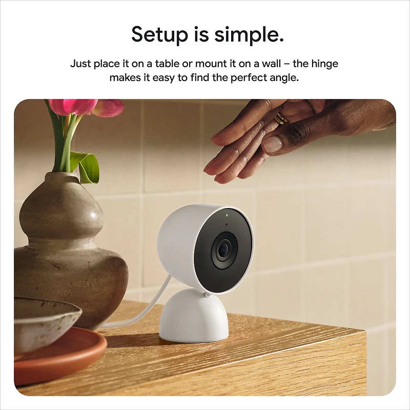 Caméra Google Nest intérieure (filaire, 3e génération) – Vidéo 2K et Gemini – Neige