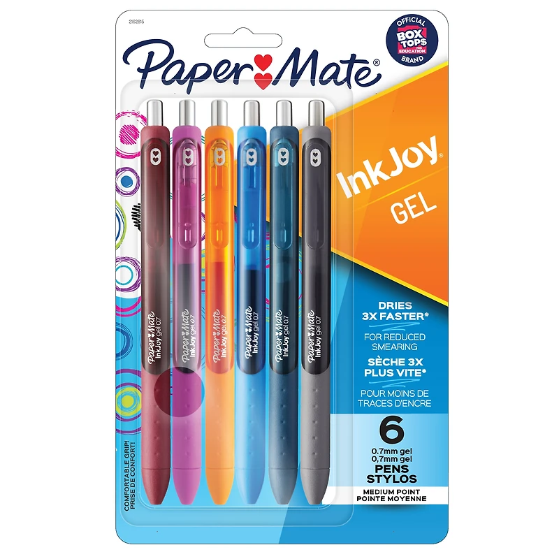 Paper Mate InkJoy Gel Pens, Medium Point (0.7 mm), Retractable, Assorted Colours
