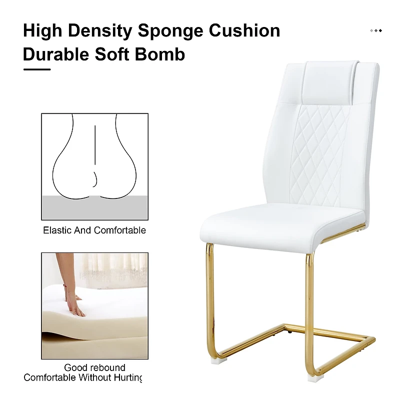 Noble House Modern style white PU dining chairs (4 per box) - featuring a mesh backrest design