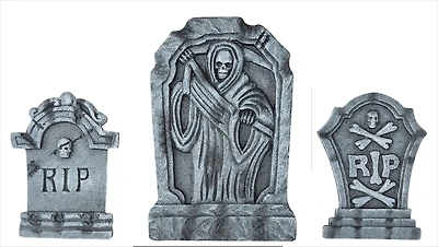 Way to Celebrate! Halloween Outdoor Gray Styrofoam Tombstone Decor Set, 3-Piece