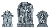 Way to Celebrate! Halloween Outdoor Gray Styrofoam Tombstone Decor Set, 3-Piece