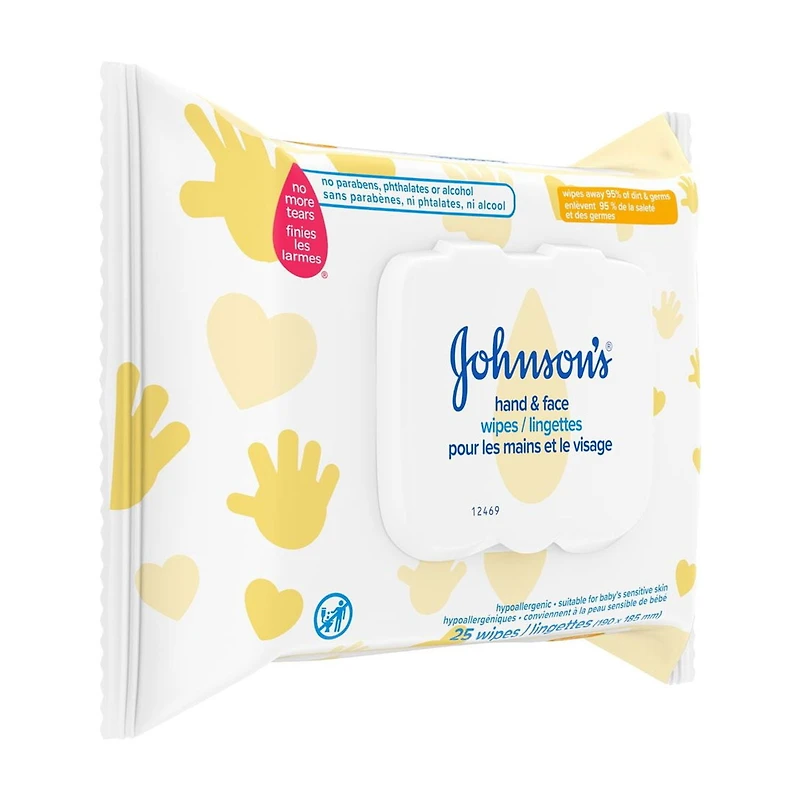 Johnson’s Lingettes pour les mains et le visage, 25 u.
