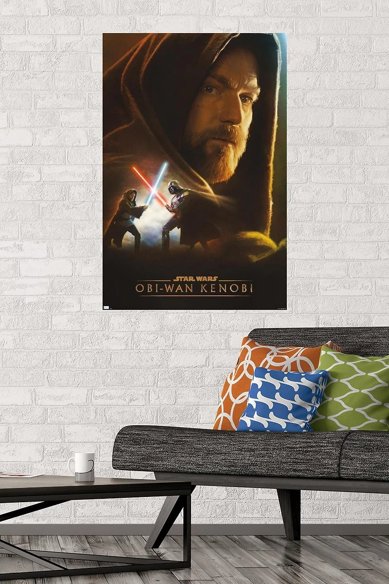 Star Wars: Obi-Wan Kenobi – Obi-Wan Collage 22.375" x 34" Wall Poster with Beechwood Magnetic Frame, by Trends International