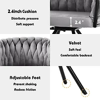 Noble House Set of 2 Velvet Dining Chairs, Luxurious Tufted Swivel Chair with Four Support Legs, Gray