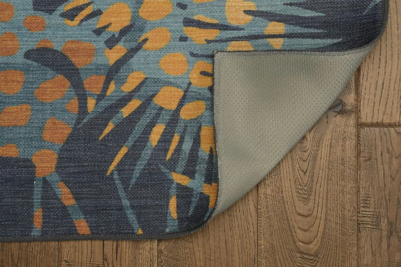 Outdoor Washable Miramar Navy & Gold 5' x 7' Area Rug