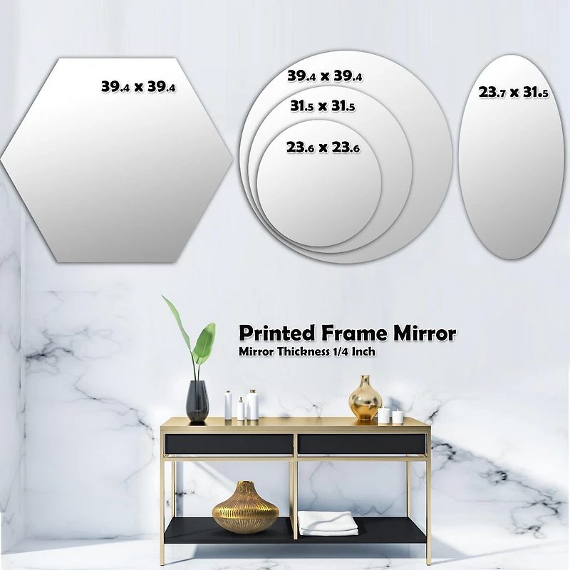 Designart 'Splash Blue Indigo' Modern Oval Wall Mirror - Leaves 24x36