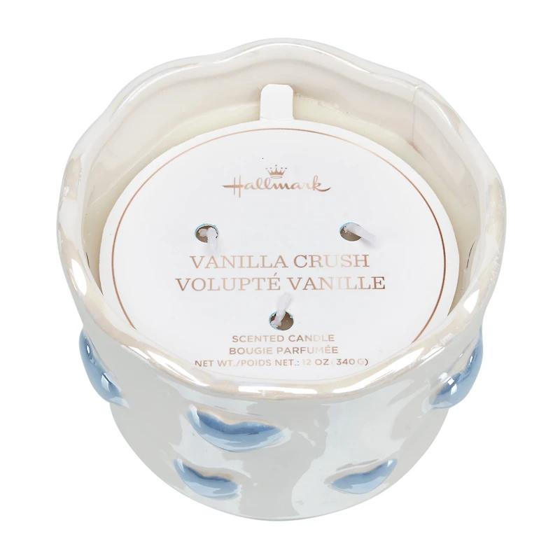 12oz Ceramic Blue Heart Candle, 3-Wick
