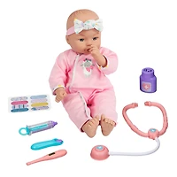 My Sweet Baby 16" Get Better Now Baby Doll Play Set, 9 Pieces Included, Light Skin Tone