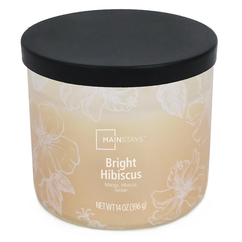 Mainstays 3-Wick Textured Wrapped Hibiscus Scented Candle, 14 oz