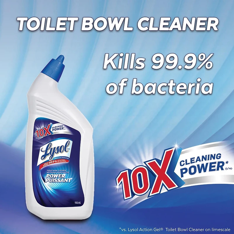 Lysol Bathroom Cleaning- Toilet Bowl Cleaner, Power, Family Pack, 10X Cleaning Power, 4 x 946 mL