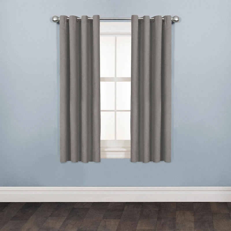 Mainstays Faux Suede 84" Drapery Grommet Window Curtains Panel, Charcoal