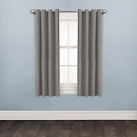 Mainstays Faux Suede 84" Drapery Grommet Window Curtains Panel, Charcoal
