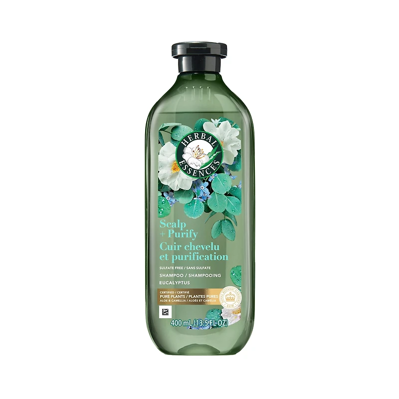 Herbal Essences Scalp + Purify Shampoo, Cleanses The Scalp for Soft Hair, Eucalyptus, Sulfate-Free, 400 mL