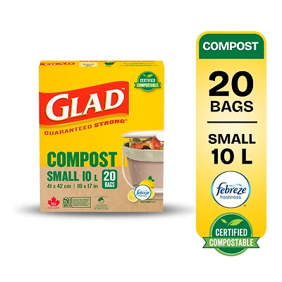 Sacs certifiés compostables de Glad, boîte de 20 petits sacs de compostage