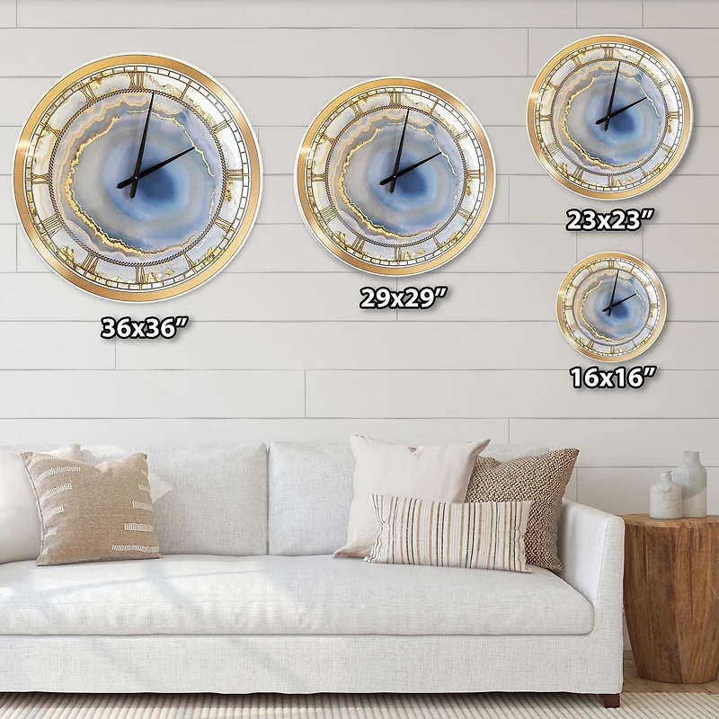 Designart 'Golden Water Agate' Oversized Fashion Wall Clock