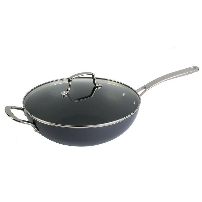 Martha Stewart -12" Aluminum Non-Stick Essential Pan with Lid, Grey