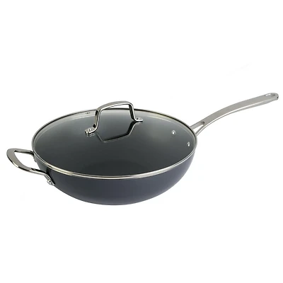 Martha Stewart -12" Aluminum Non-Stick Essential Pan with Lid, Grey