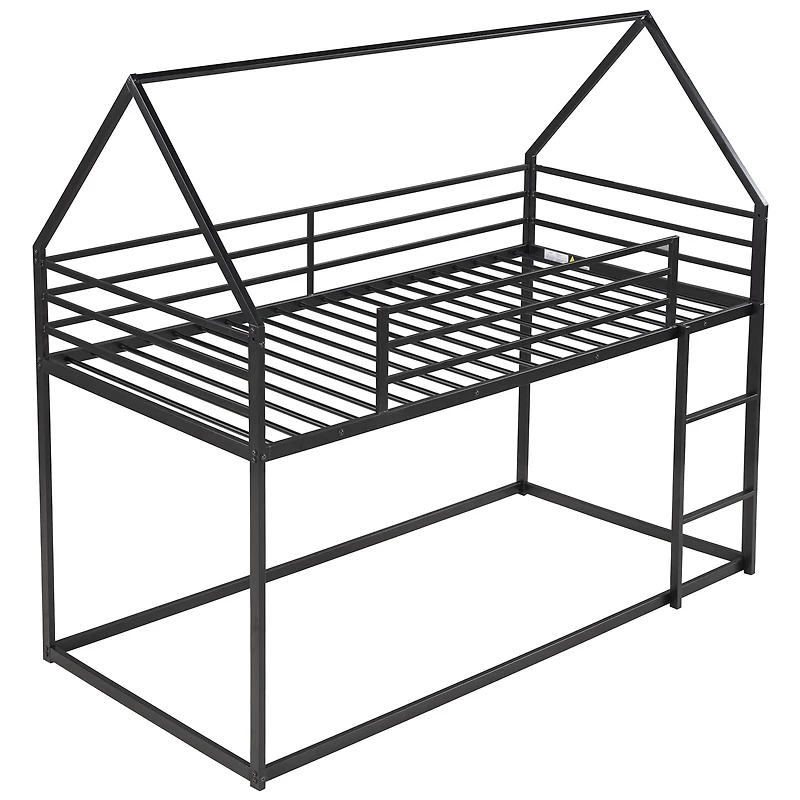 Noble House Twin over Twin House Bunk Bed with Built-in Ladder,Black