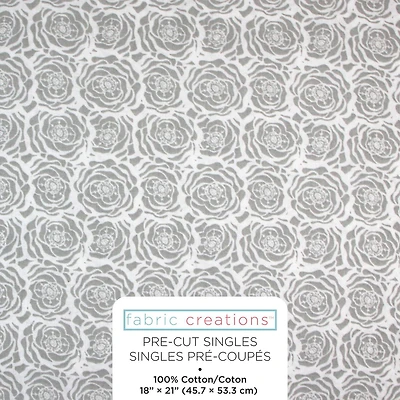 FABRIC CREATIONS Cotton Fat Quarter 45 × 53 cm (18 × 21 in) Grey Floral, 18x21