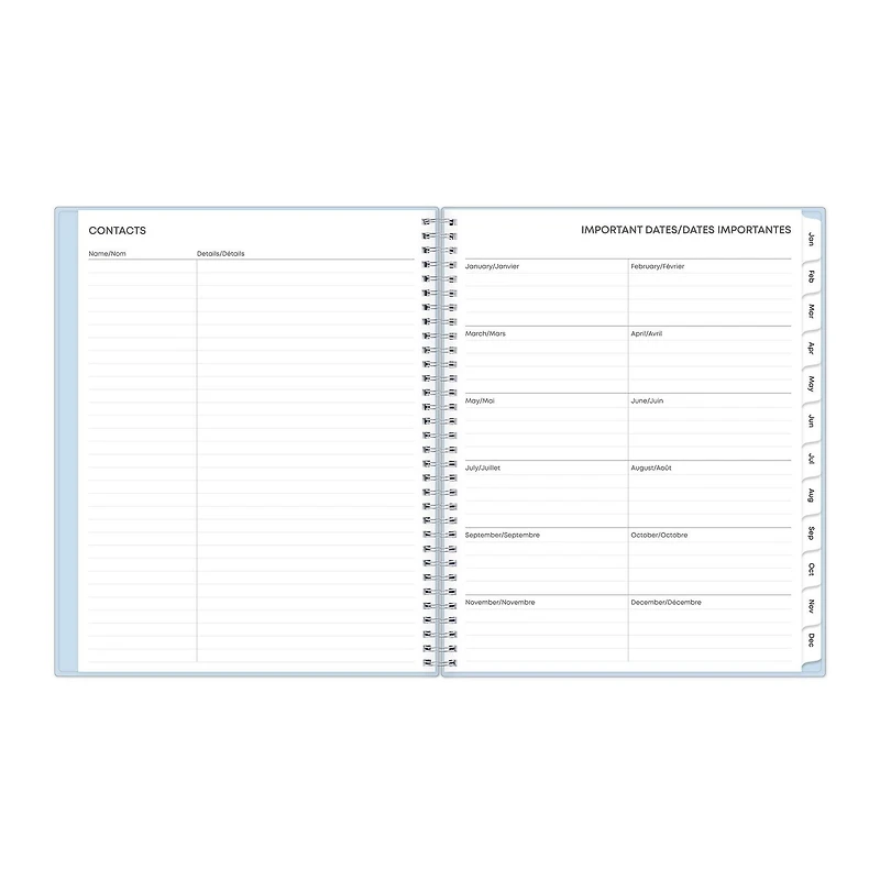 2025 Weekly Monthly Planner, 8.5 x 11, Blue Sky, Solid Morning Blue