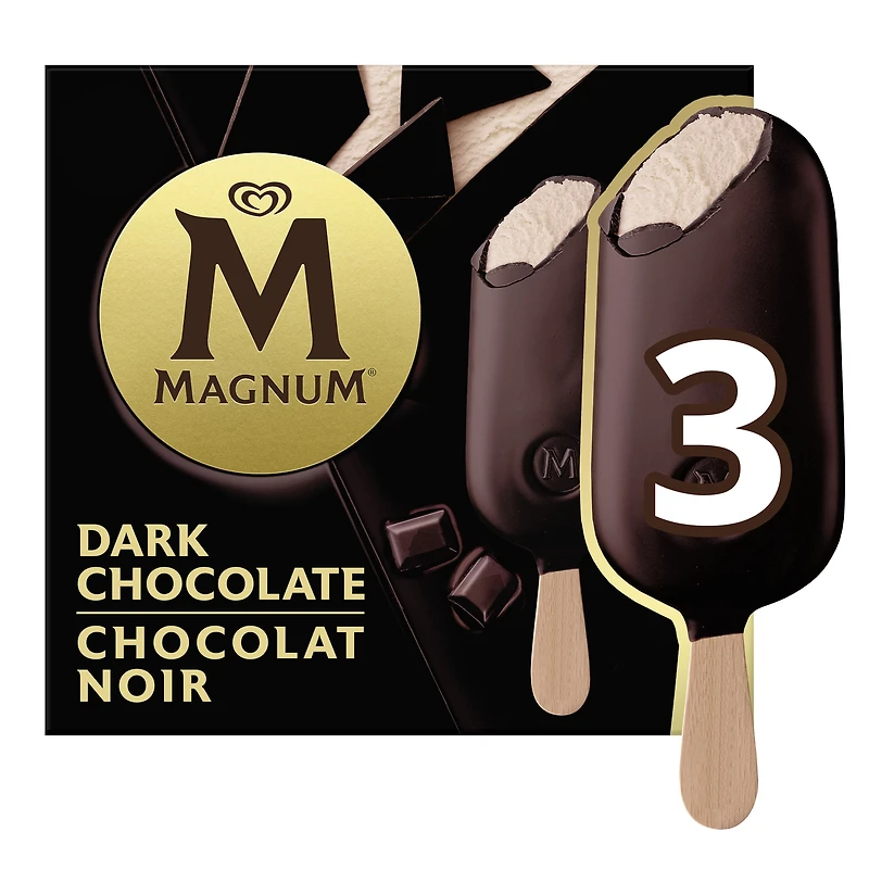 Magnum Dark Chocolate Ice Cream Bars, 3 x 85 mL