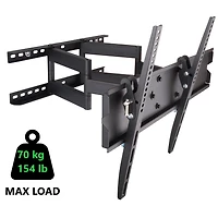 Techly Support mural à deux bras à mouvement complet pour téléviseur LCD/LED plat ou incurvé de 23" à 55" Inclinaison +/-12° VESA jusqu'à 400x400 mm, Noir