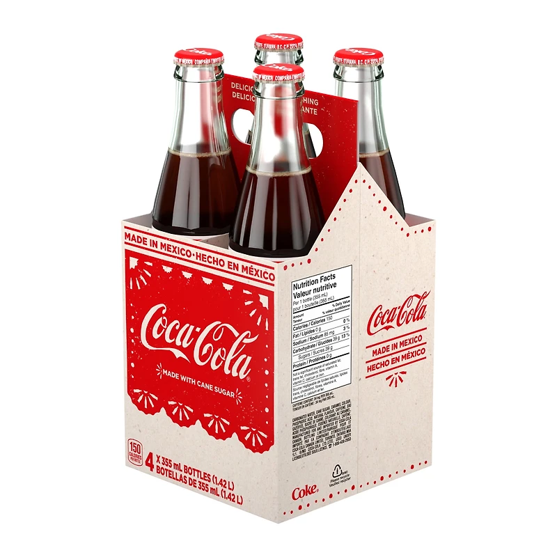Coca-Cola Mexican Glass Bottles, 355 mL, 4 Pack