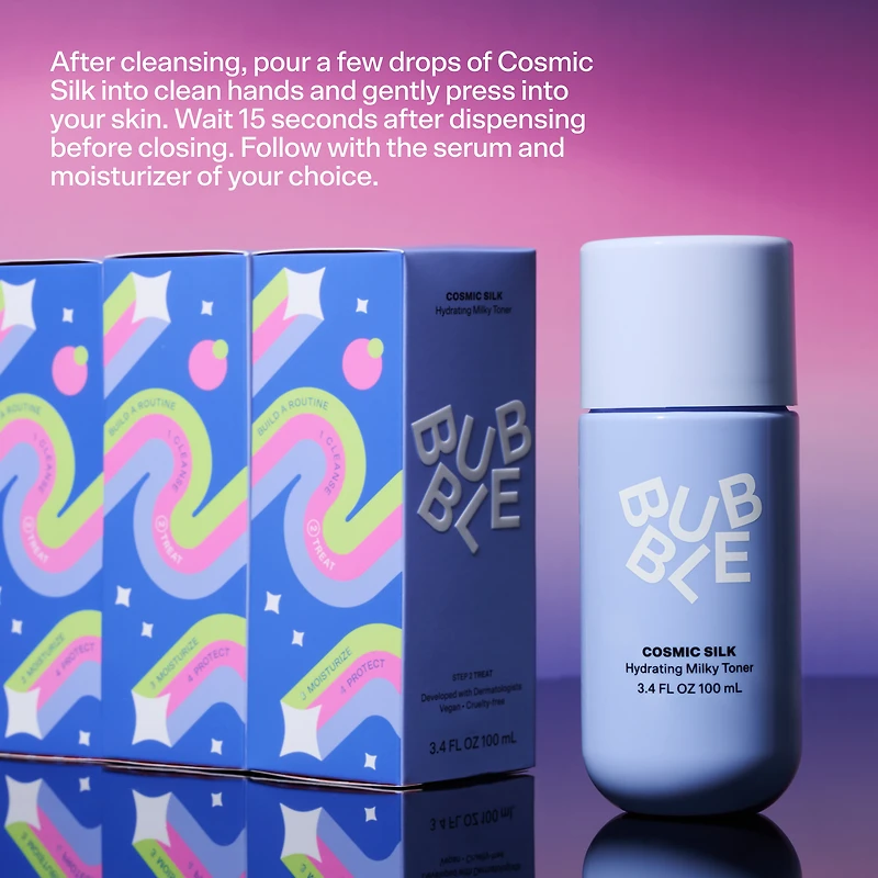 Bubble Lotion Tonique Lactée Hydratante Cosmic Silk, 100ml